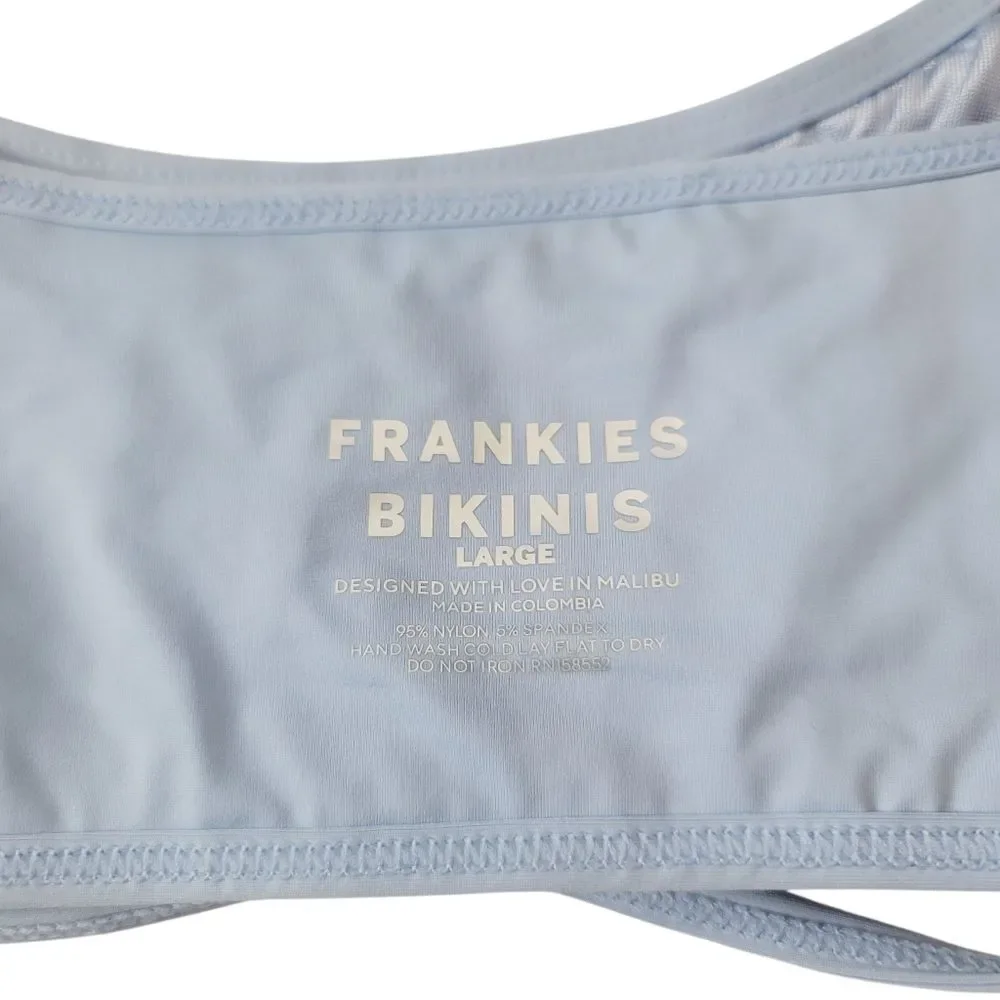 NEW Frankies Bikinis Katarina Waco & Dawson Cheeky Bikini Set in Baby Blue Large